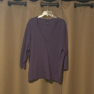Purple three-quarter length sleeve cardigan 2X